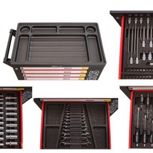 Værkstedsvogn m/7 skuffer (232 stk værktøj medfølger)